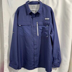 Realtree Fishing Men's Long Sleeve Vented Patriot Blue Button 2XL Outdoor Shirt